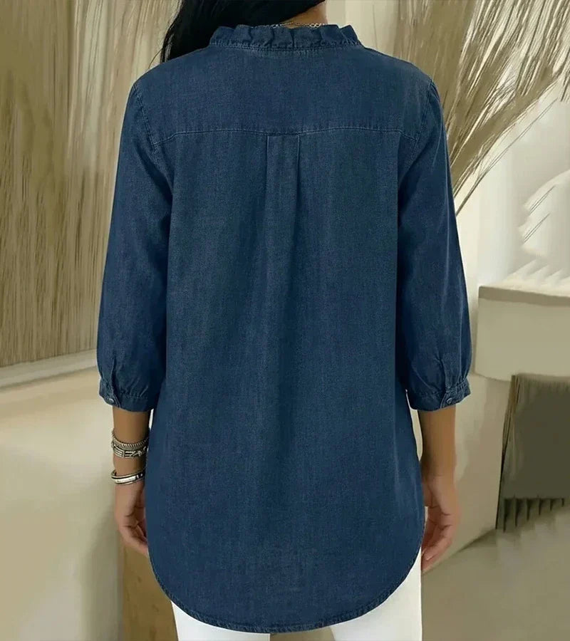 CLAIRE LYON | BLOUSE EN DENIM COL V POUR FEMME