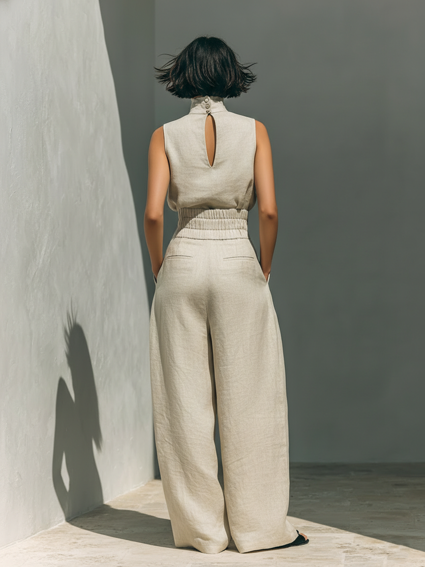 CLAIRE LYON | ENSEMBLE PANTALON LARGE EN COTON POUR FEMME