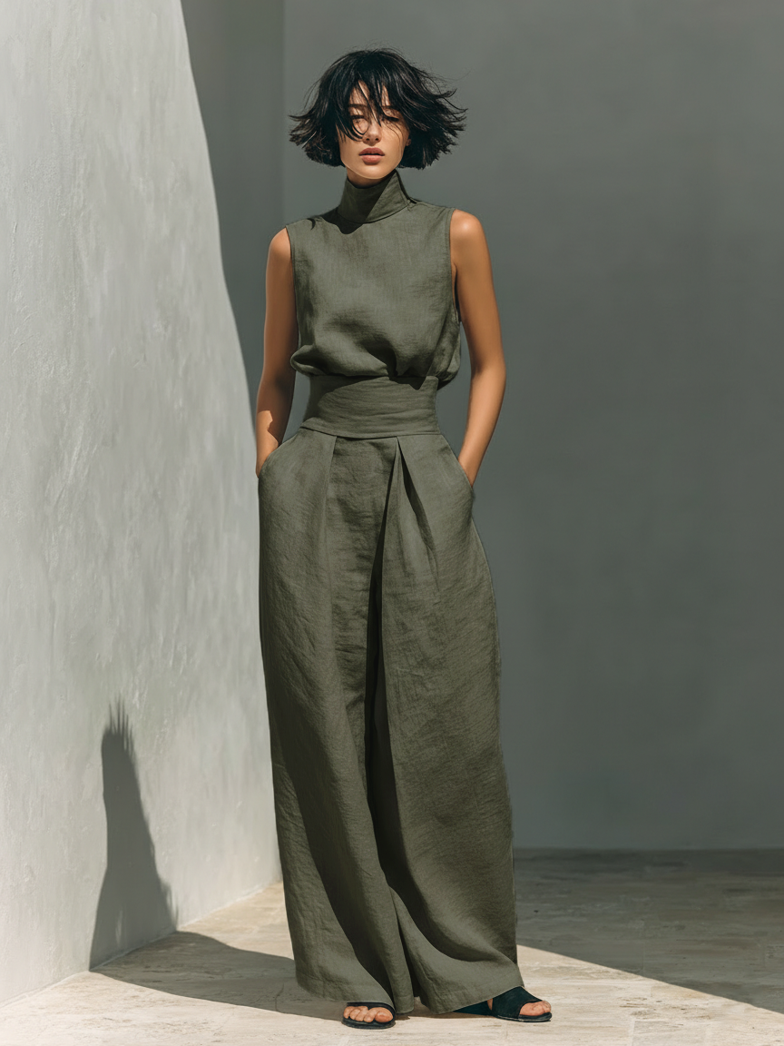 CLAIRE LYON | ENSEMBLE PANTALON LARGE EN COTON POUR FEMME