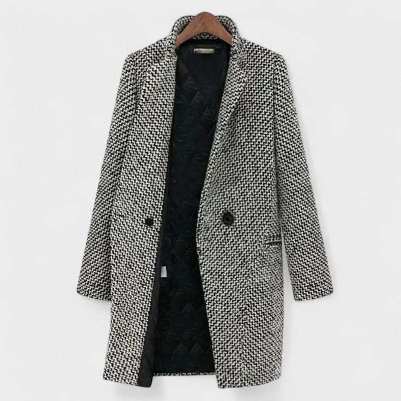Manteau femme motif pied-de-poule – manteau élégant à double boutonnage