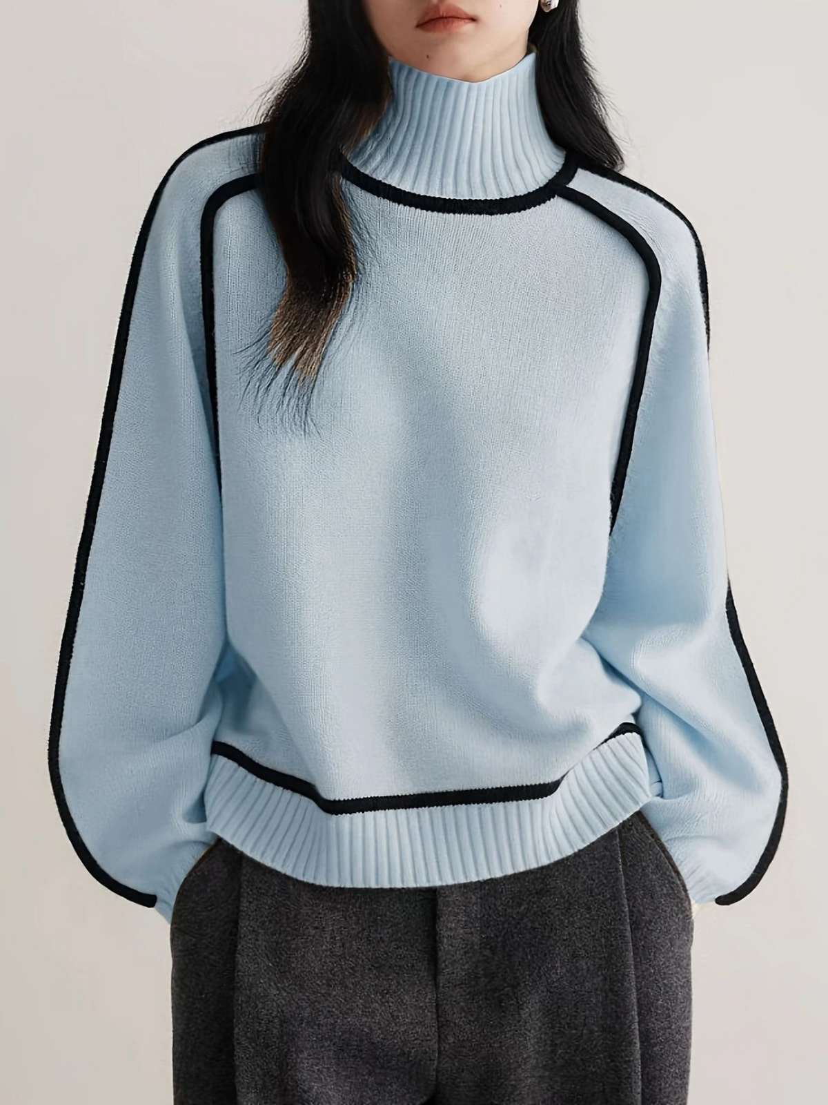 Emilie | Pull Col Montant Doux Similaire au Maille