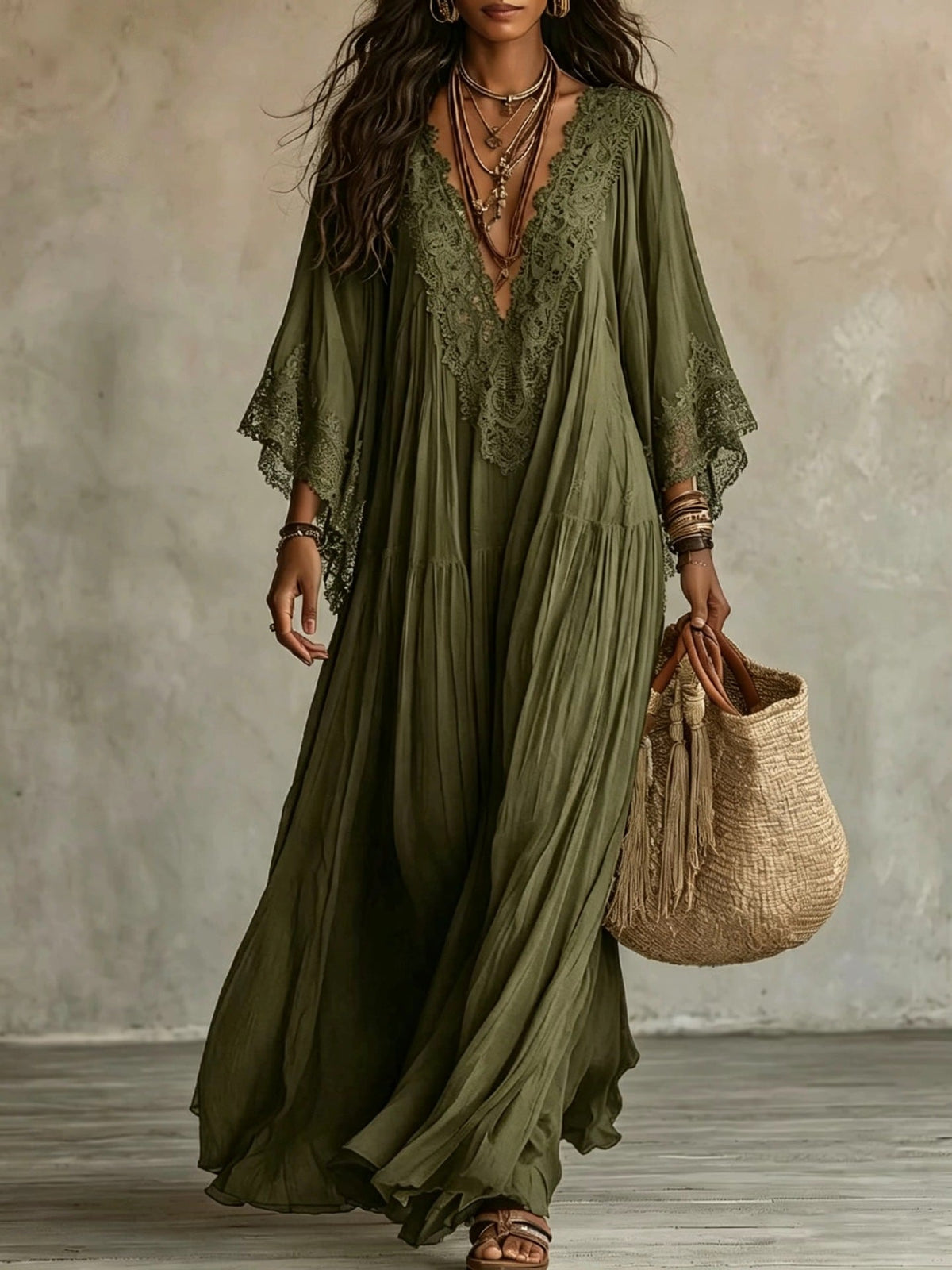 CLAIRE LYON | ROBE MAXI AVEC DENTELLE POUR FEMMES
