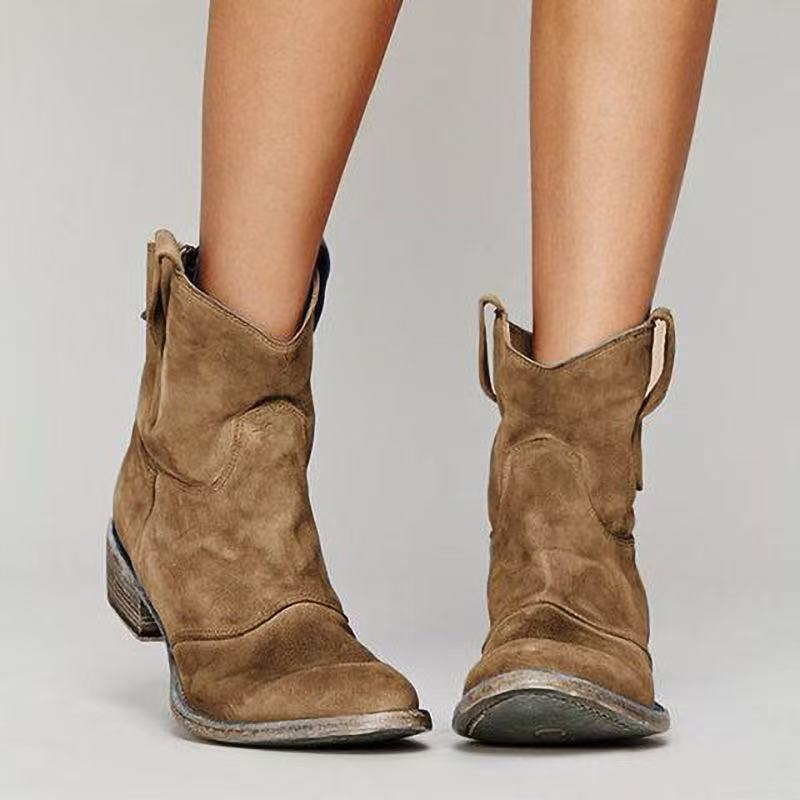 CLAIRE LYON | BOTTES CLASSIQUES EN DAIM À TALONS BLOCS WESTERN POUR FEMMES