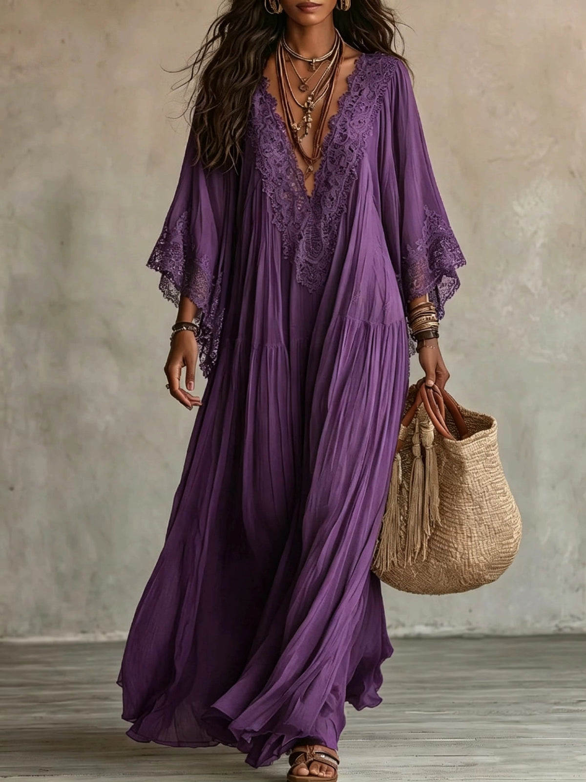 CLAIRE LYON | ROBE MAXI AVEC DENTELLE POUR FEMMES
