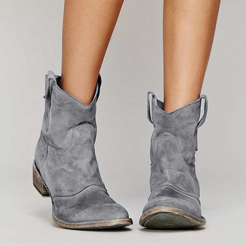 CLAIRE LYON | BOTTES CLASSIQUES EN DAIM À TALONS BLOCS WESTERN POUR FEMMES