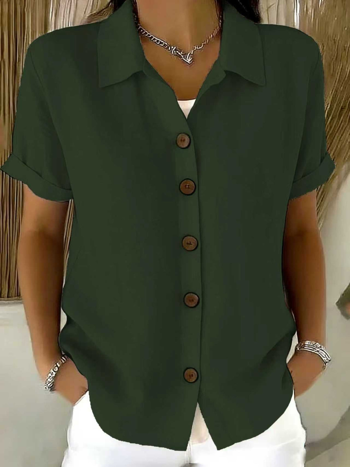 CLAIRE LYON | CHEMISE À MANCHES COURTES AVEC COL POUR FEMMES