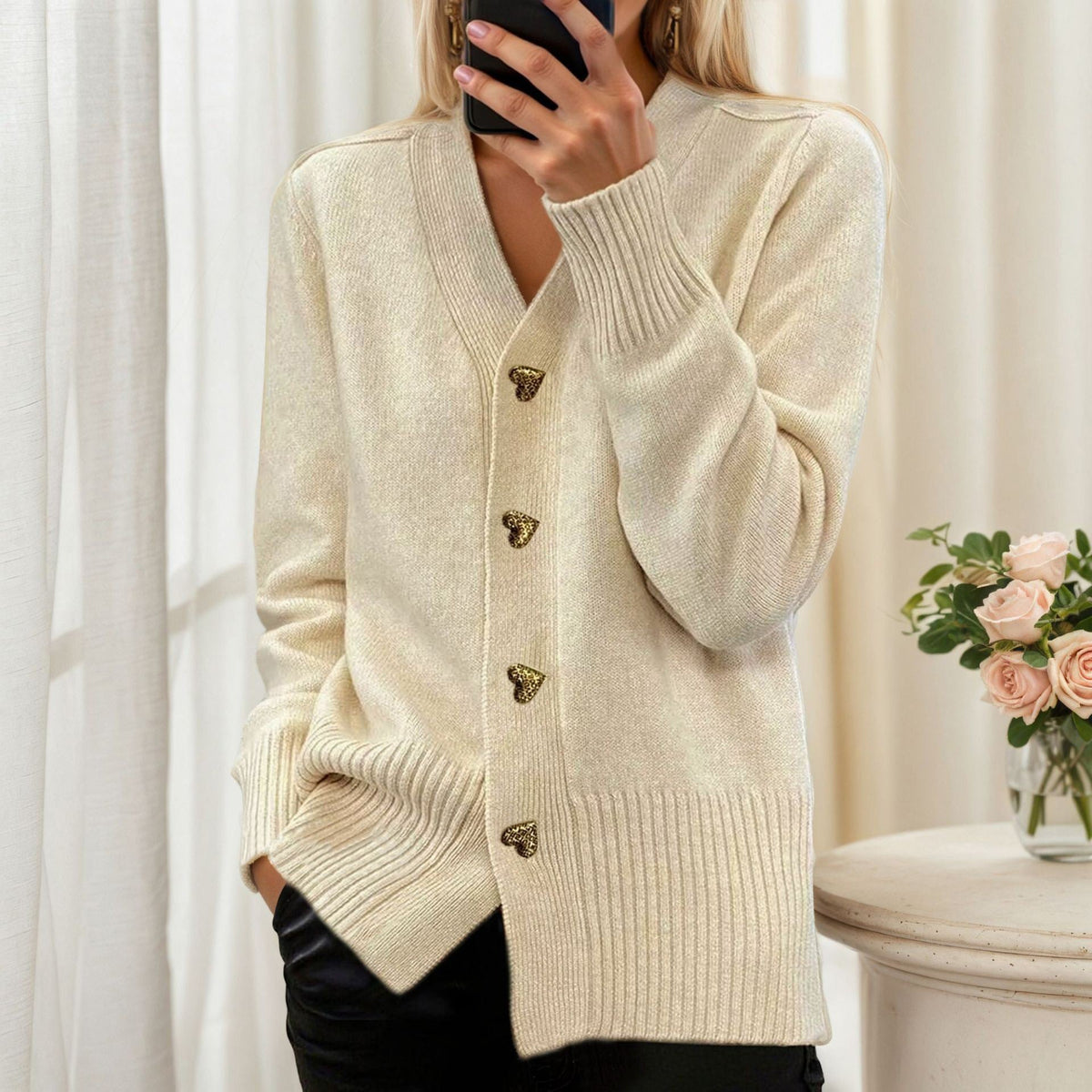 CLAIRE LYON | GILET À BOUTON EN FORME DE CŒUR POUR FEMMES