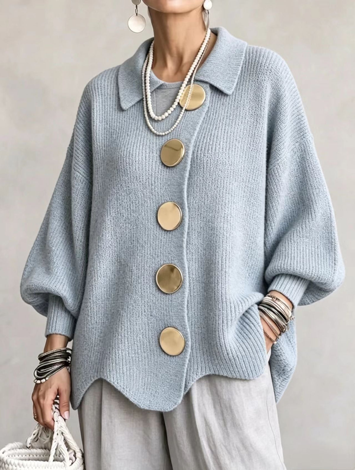 CLAIRE LYON | GILET EN TRICOTÉE À COL OVERSIZE POUR FEMMES
