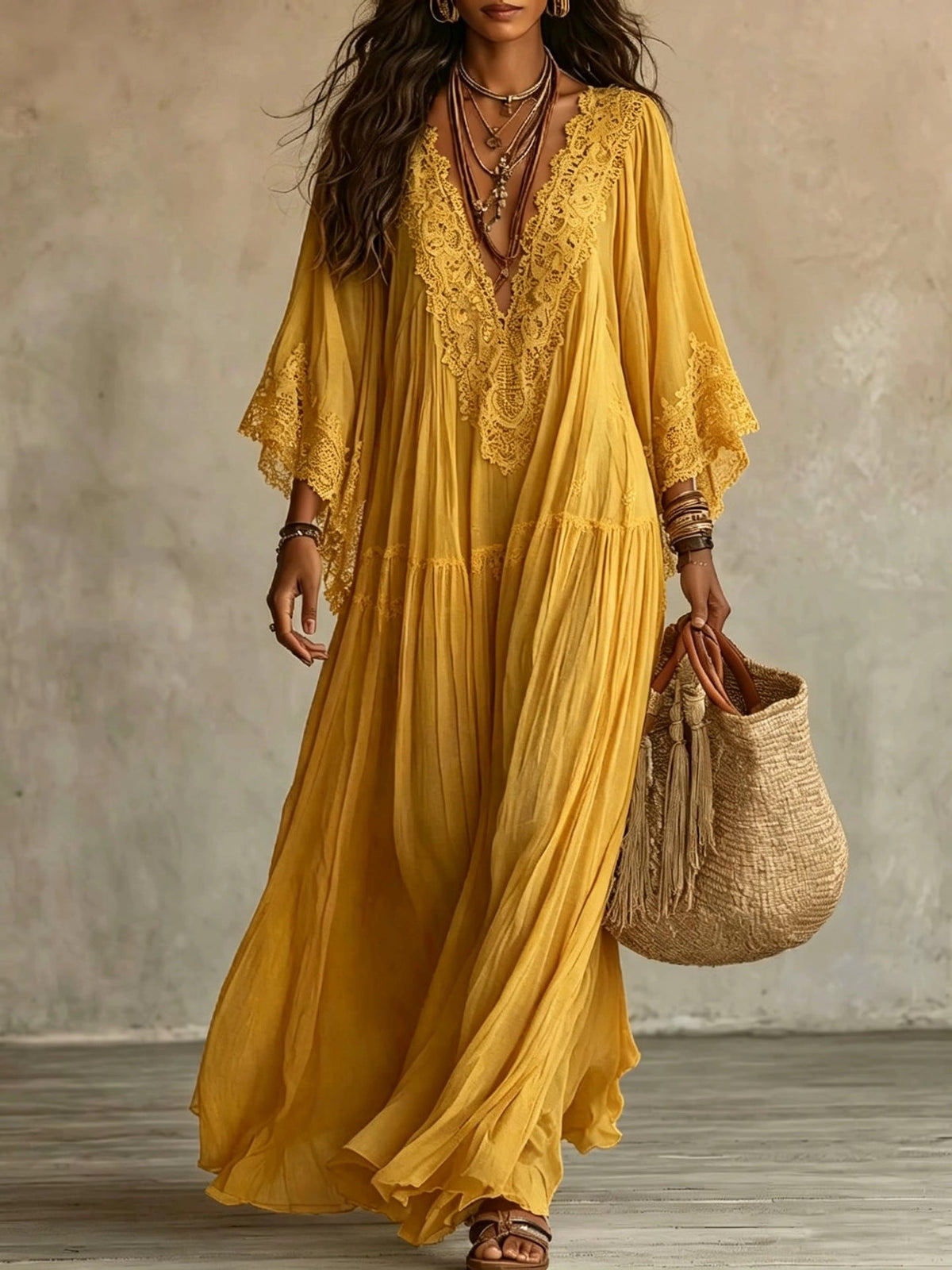CLAIRE LYON | ROBE MAXI AVEC DENTELLE POUR FEMMES
