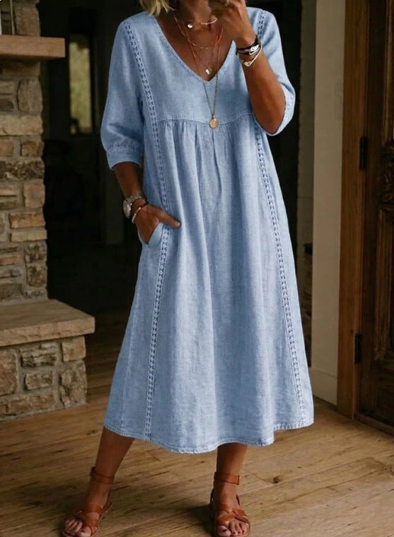 CLAIRE LYON | ROBE EN DENIM ANCIEN À COUPE LOOSE POUR FEMMES