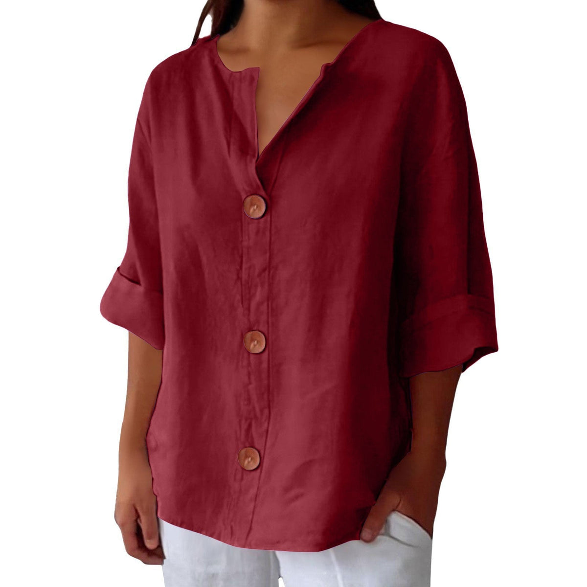 CLAIRE LYON | CHEMISE À COL EN V POUR FEMMES