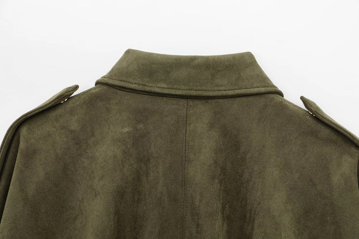 Veste femme oversize effet suédé coupe ample pour style urbain quotidien