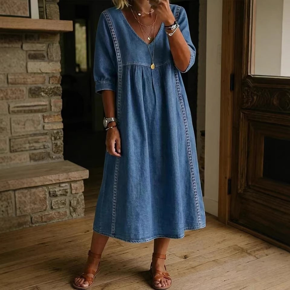 CLAIRE LYON | ROBE MIDI CLASSIQUE COL V FEMME