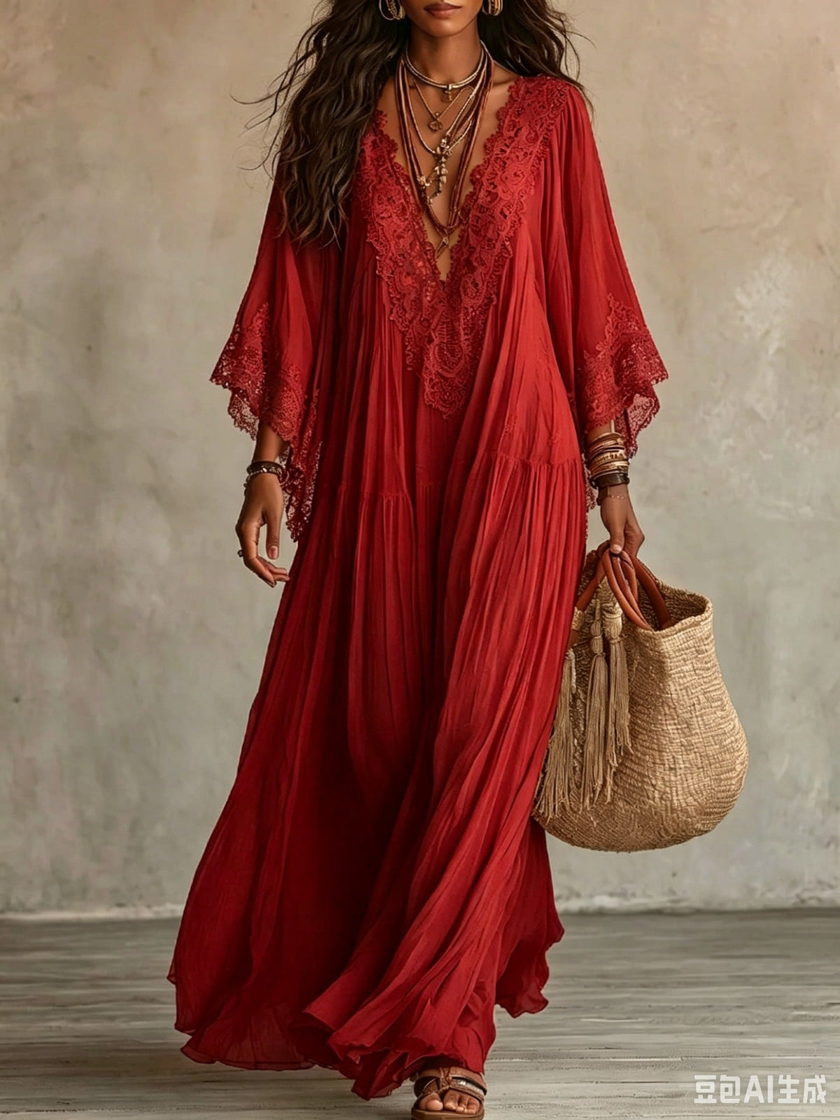 CLAIRE LYON | ROBE MAXI AVEC DENTELLE POUR FEMMES