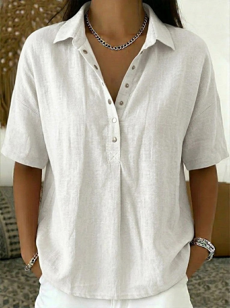 CLAIRE LYON | BLOUSE À COL EN V AVEC BOUTONS POUR FEMMES