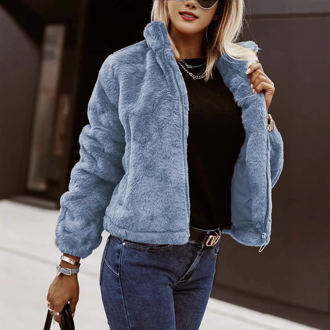 Veste Teddy Femme Zippée Style Bomber Confort Douillet