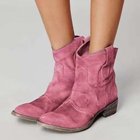 CLAIRE LYON | BOTTES CLASSIQUES EN DAIM À TALONS BLOCS WESTERN POUR FEMMES