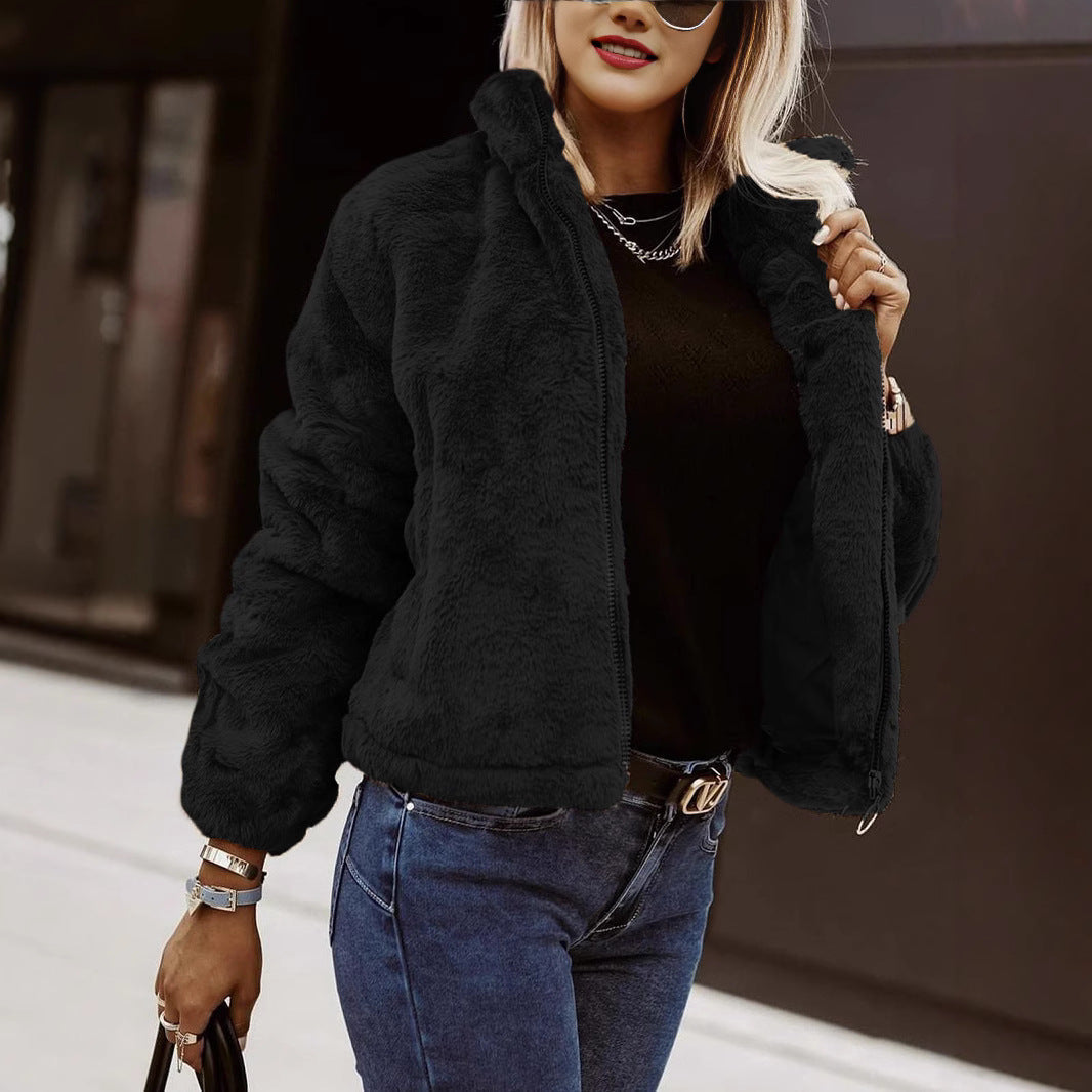 Veste Teddy Femme Zippée Style Bomber Confort Douillet