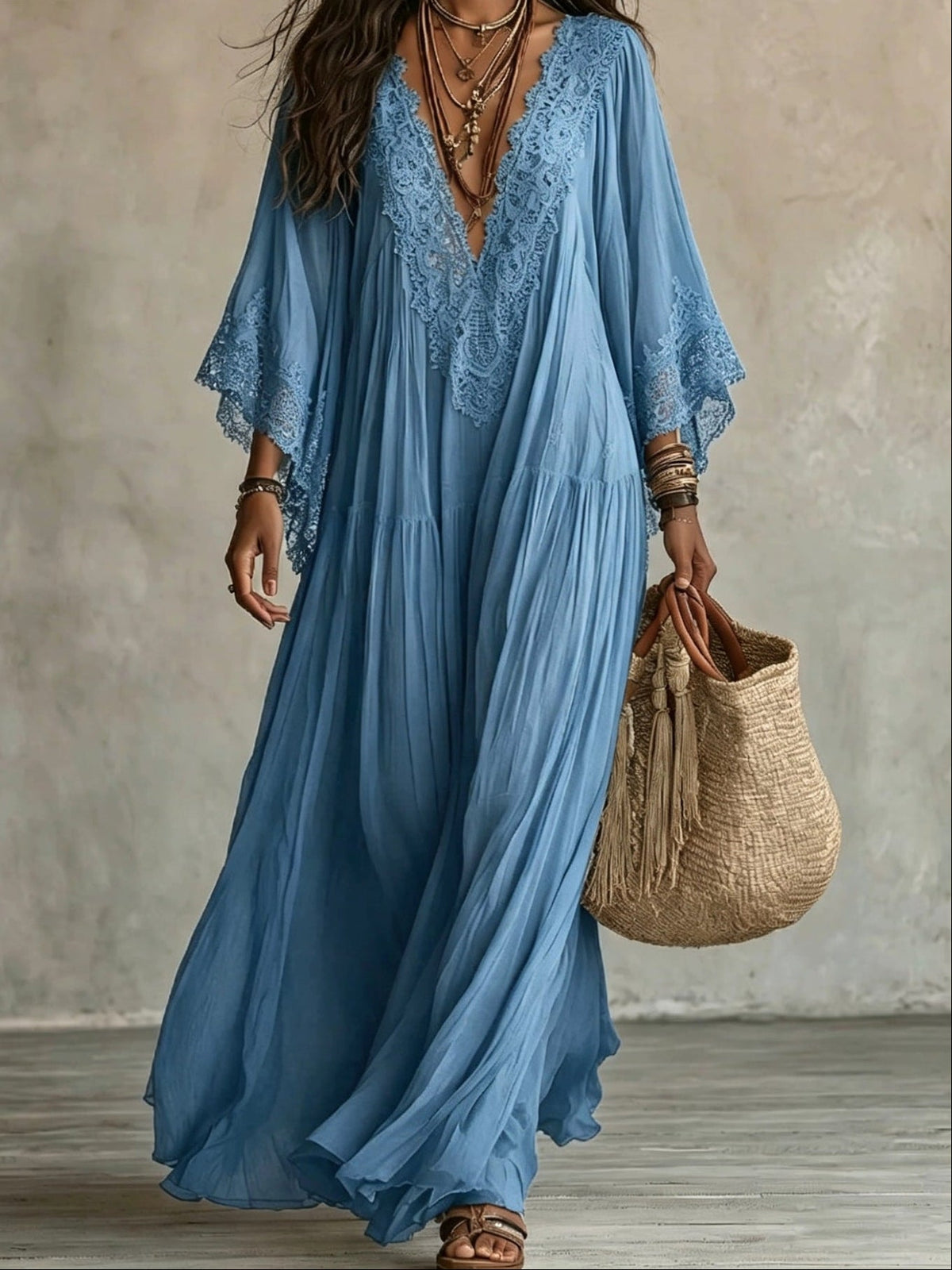 CLAIRE LYON | ROBE MAXI AVEC DENTELLE POUR FEMMES