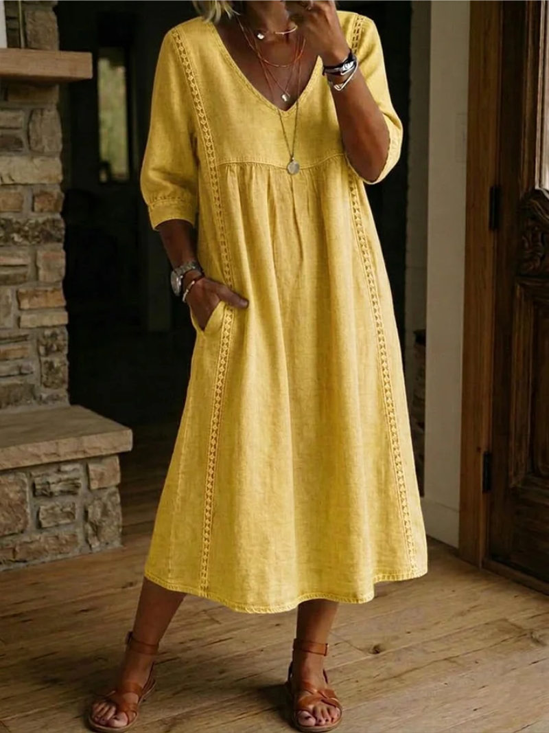 CLAIRE LYON | ROBE MIDI CLASSIQUE COL V FEMME