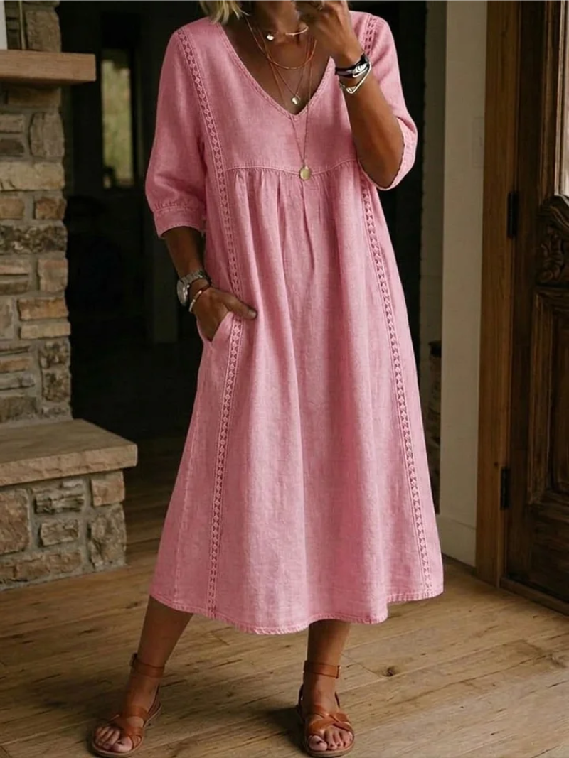 CLAIRE LYON | ROBE MIDI CLASSIQUE COL V FEMME