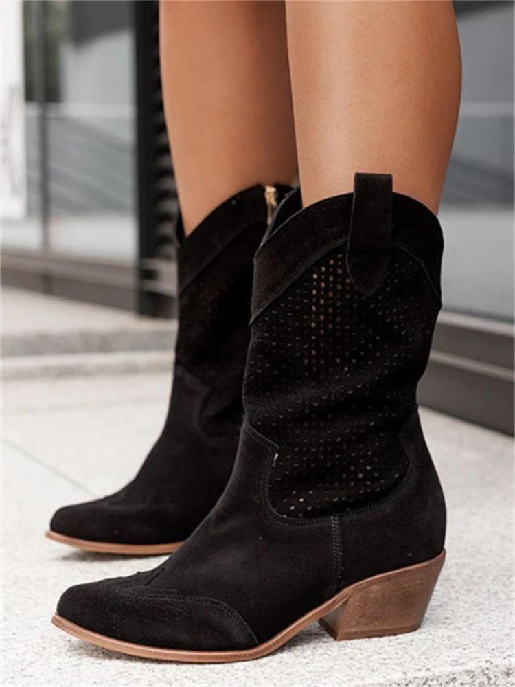 Aurore - Bottes Western Cowgirl Mi-Longues Femme