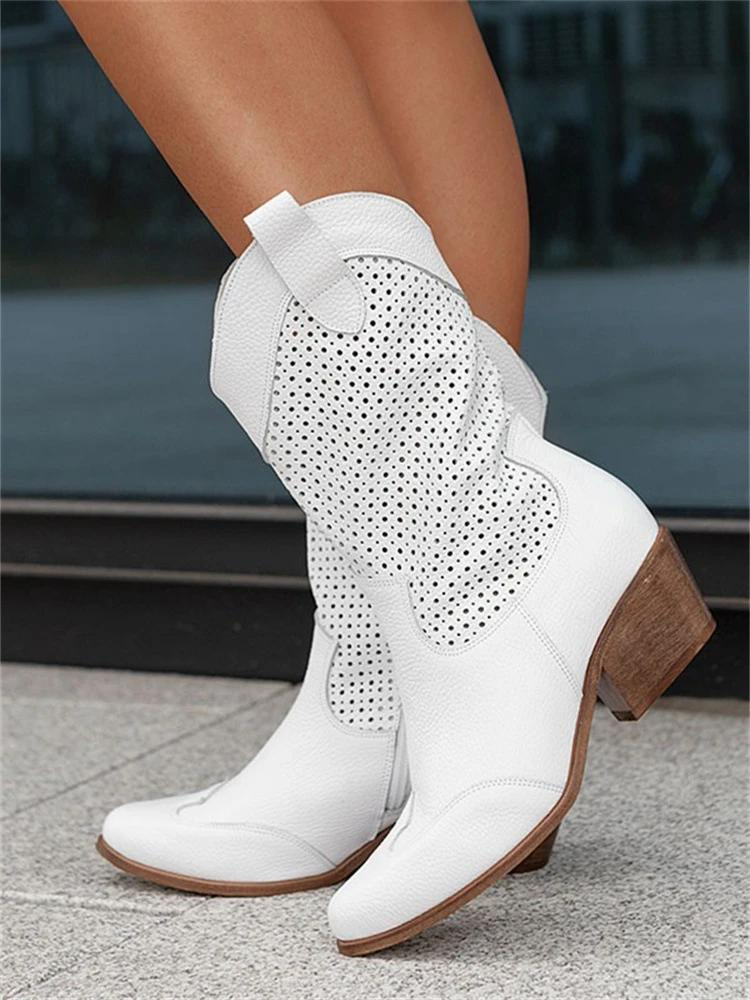 Aurore - Bottes Western Cowgirl Mi-Longues Femme
