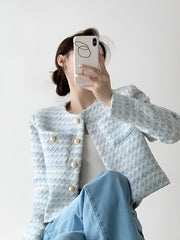 Blazer Femme Courte Coupe Structurée Tissu Texturé Style Élégant Quotidien