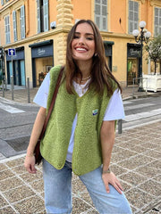 Doudoune sans manches femme – coupe légère et fermeture boutonnée