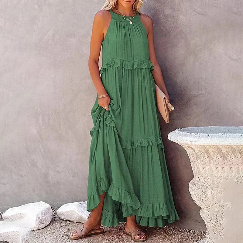 CLAIRE LYON | ROBE MAXI À VOLANTS POUR FEMMES
