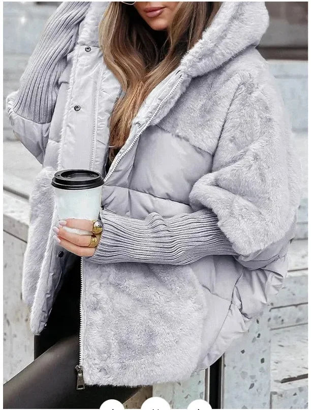 Camille – Doudoune d’hiver femme avec col en fourrure et grande capuche