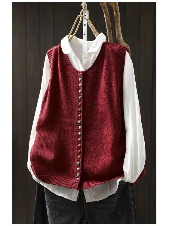 Cardigan femme en tricot doux à col rond – coupe fluide, élégant et confortable pour l’automne et l’hiver