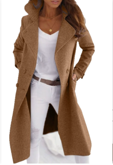 Manteau Élégant Femme En Maille Avec Fermeture À Boutons