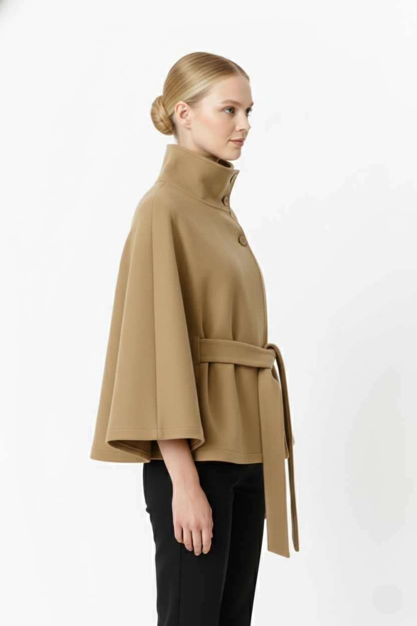 Sofia - Manteau maille femme à col élégant
