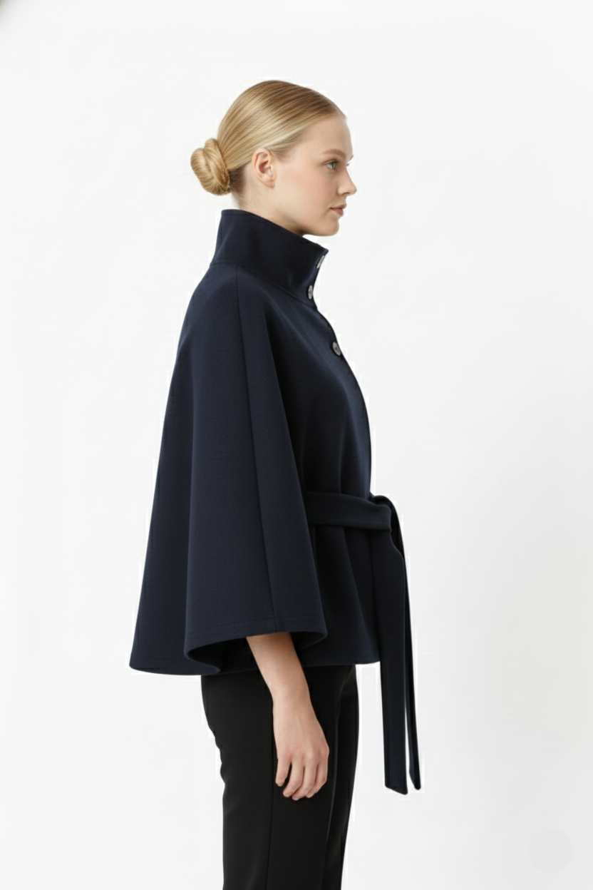 Sofia - Manteau maille femme à col élégant