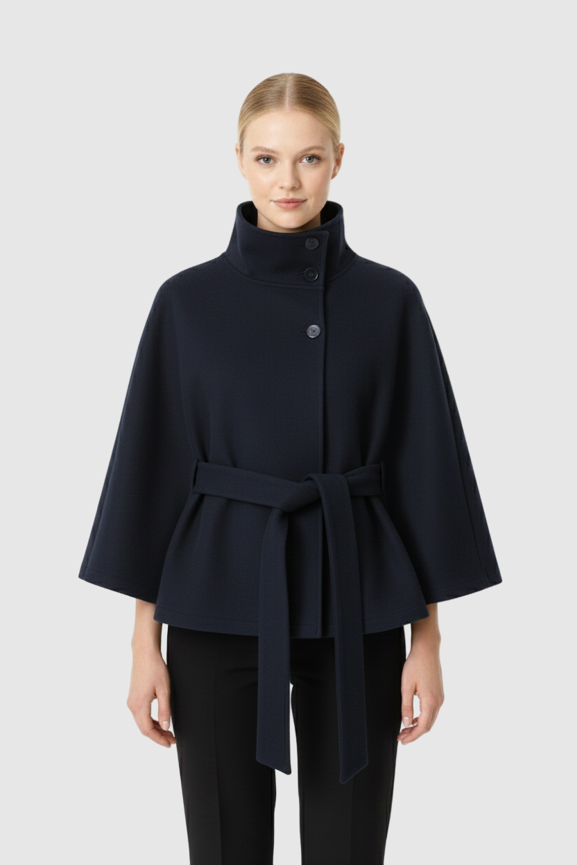 Sofia - Manteau maille femme à col élégant
