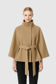 Sofia - Manteau maille femme à col élégant