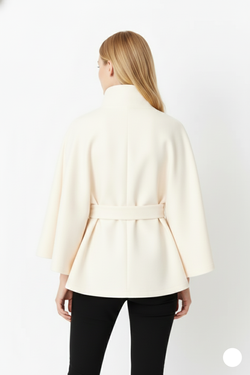 Sofia - Manteau maille femme à col élégant