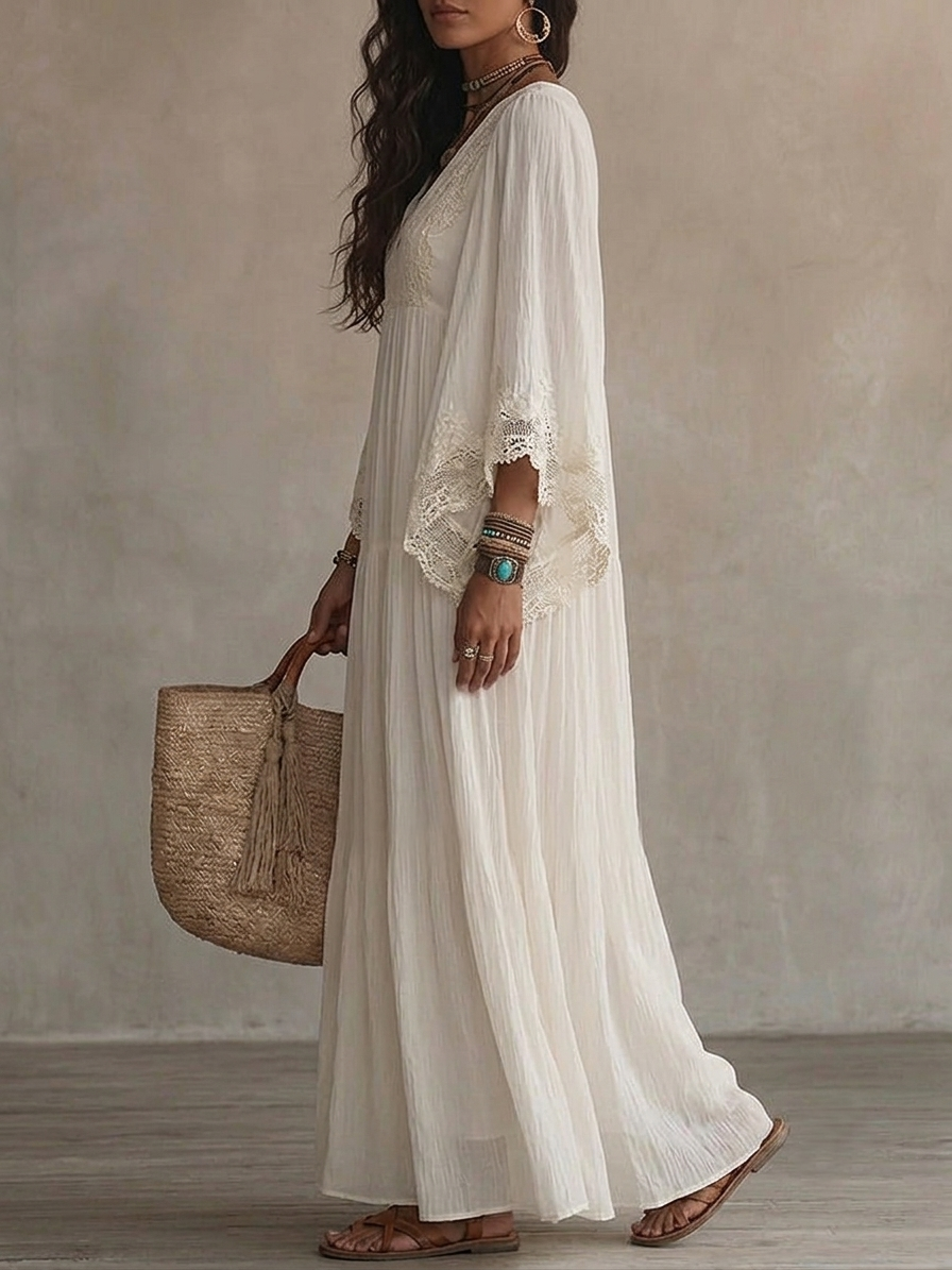 CLAIRE LYON | ROBE MAXI AVEC DENTELLE POUR FEMMES