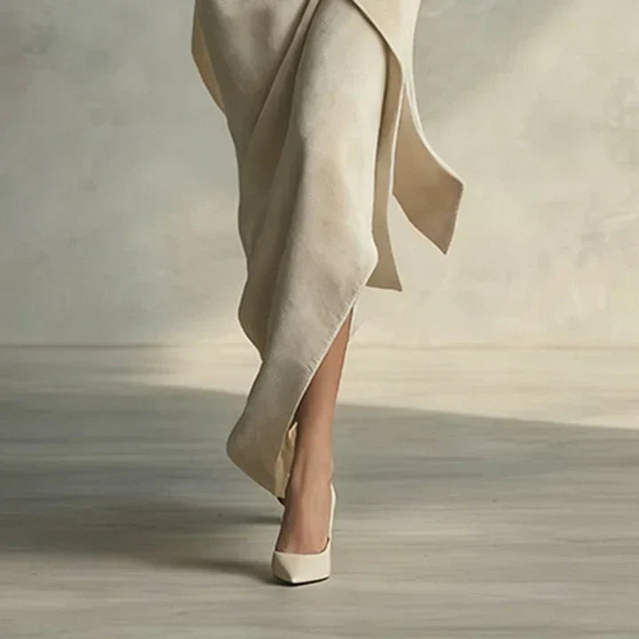 Ensemble en Velours de Couleur Unie avec Design Asymétrique