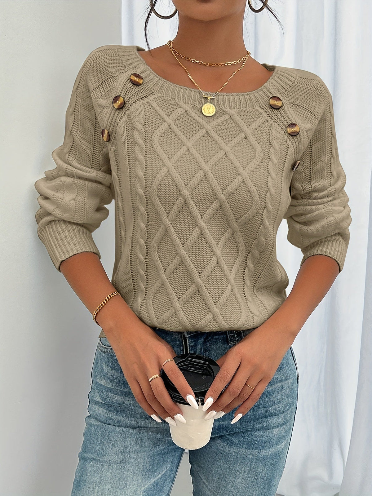 CLAIRE LYON | PULL TEXTURÉ À BOUTONS POUR FEMME