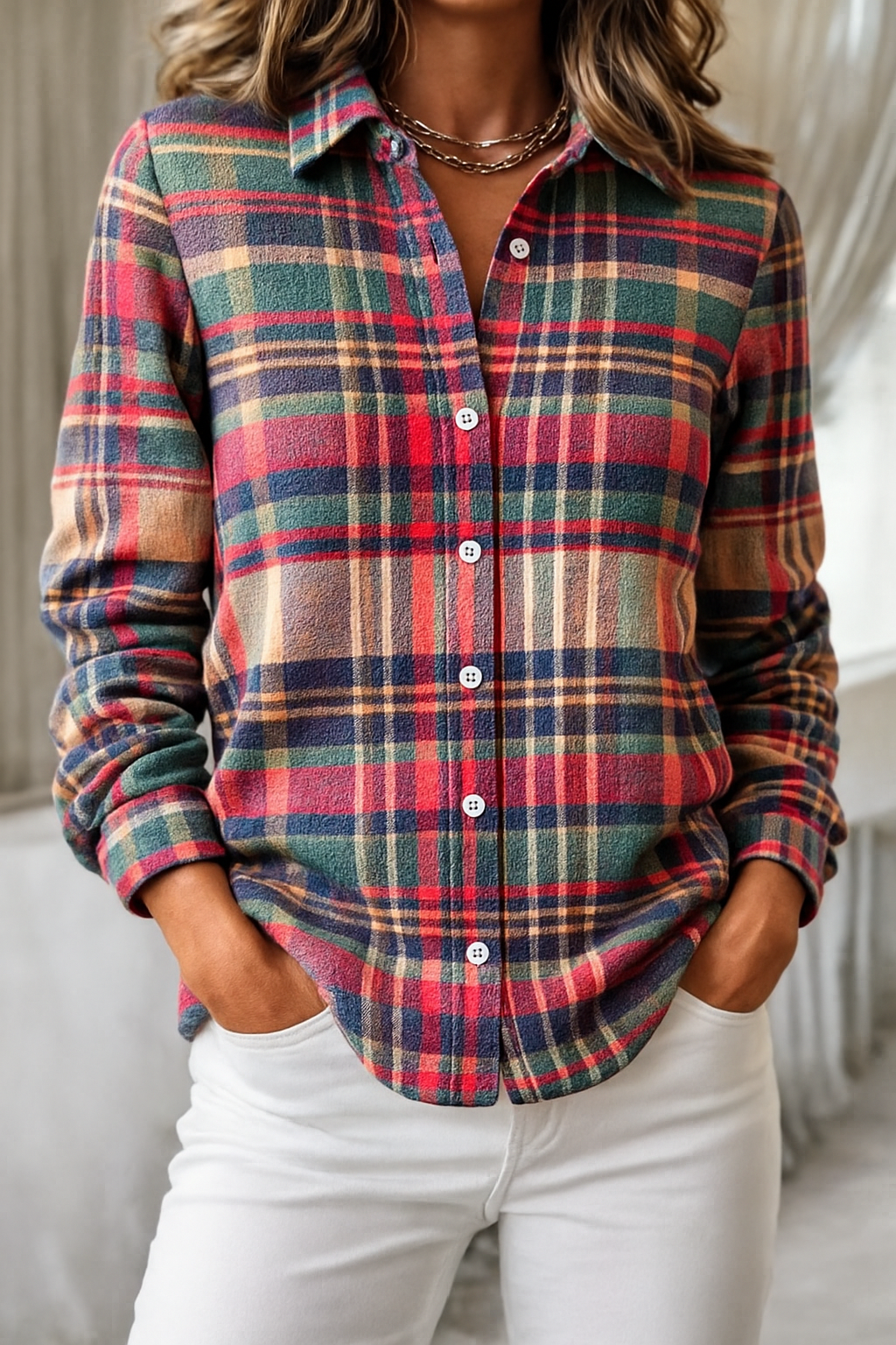 Blouse femme à carreaux en flanelle | Chaude & festive