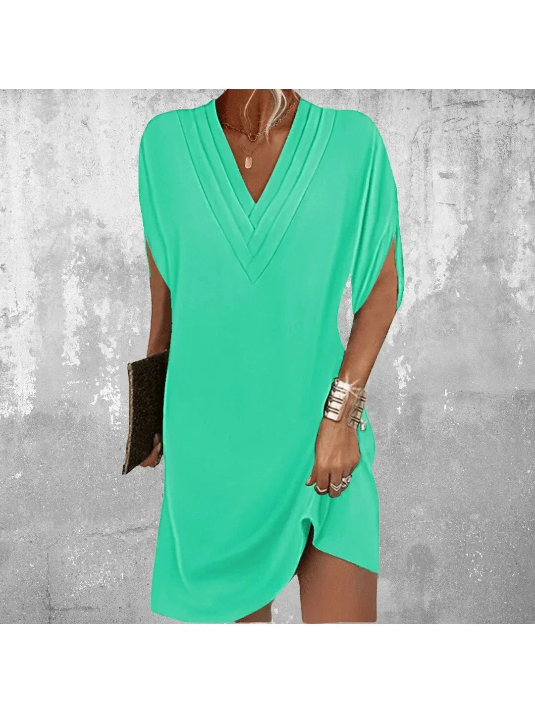 CLAIRE LYON | ROBE TUNIQUE À COL EN V POUR FEMMES
