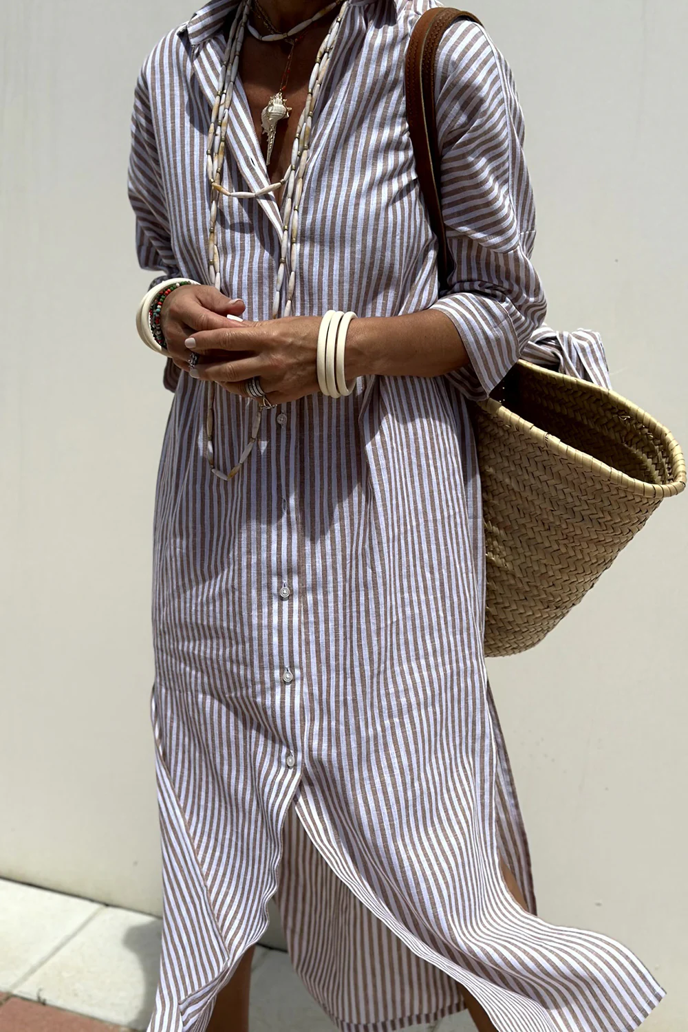 CLAIRE LYON | ROBE MIDI À RAYURES DÉTENDUE POUR FEMMES