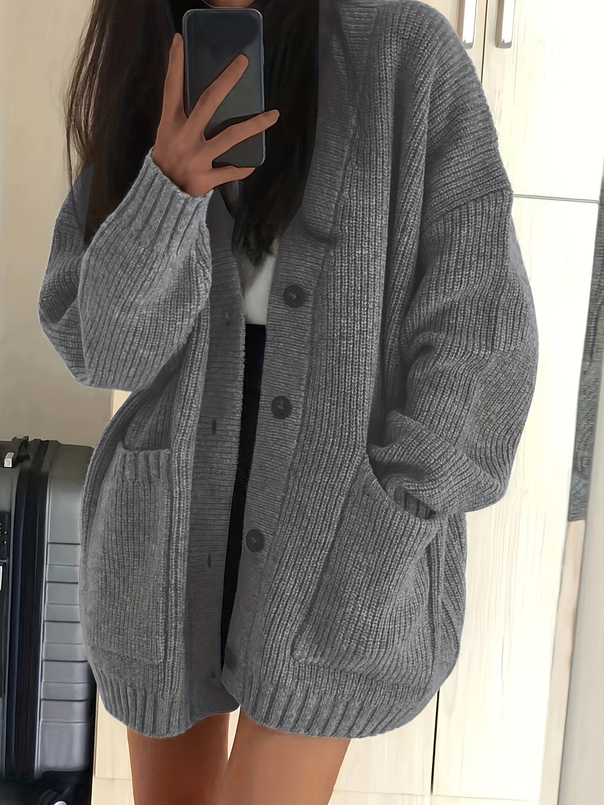 Karine - Cardigan Élégant Oversize Grosse Maille