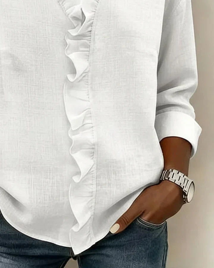 CLAIRE LYON | BLOUSE À COL VOLANTÉ EN V POUR FEMMES