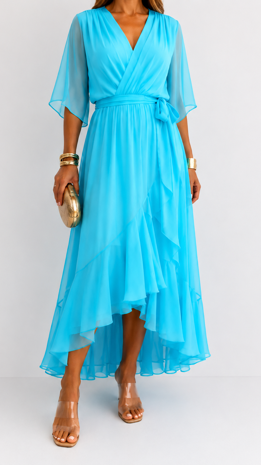 CLAIRE LYON | ROBE EN CHIFFON À ENVELOPPER POUR FEMMES