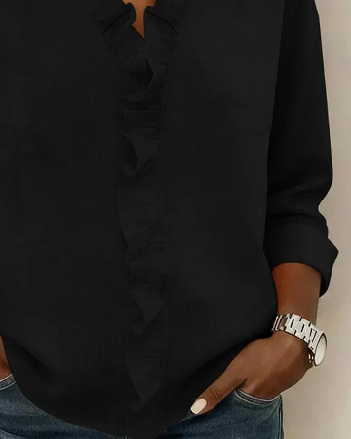 CLAIRE LYON | BLOUSE À COL VOLANTÉ EN V POUR FEMMES