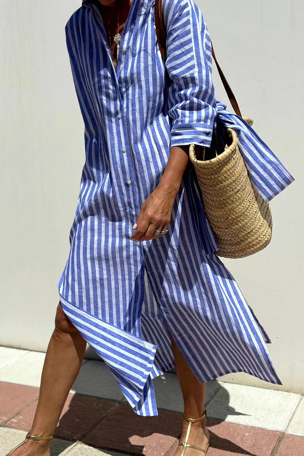 CLAIRE LYON | ROBE MIDI À RAYURES DÉTENDUE POUR FEMMES