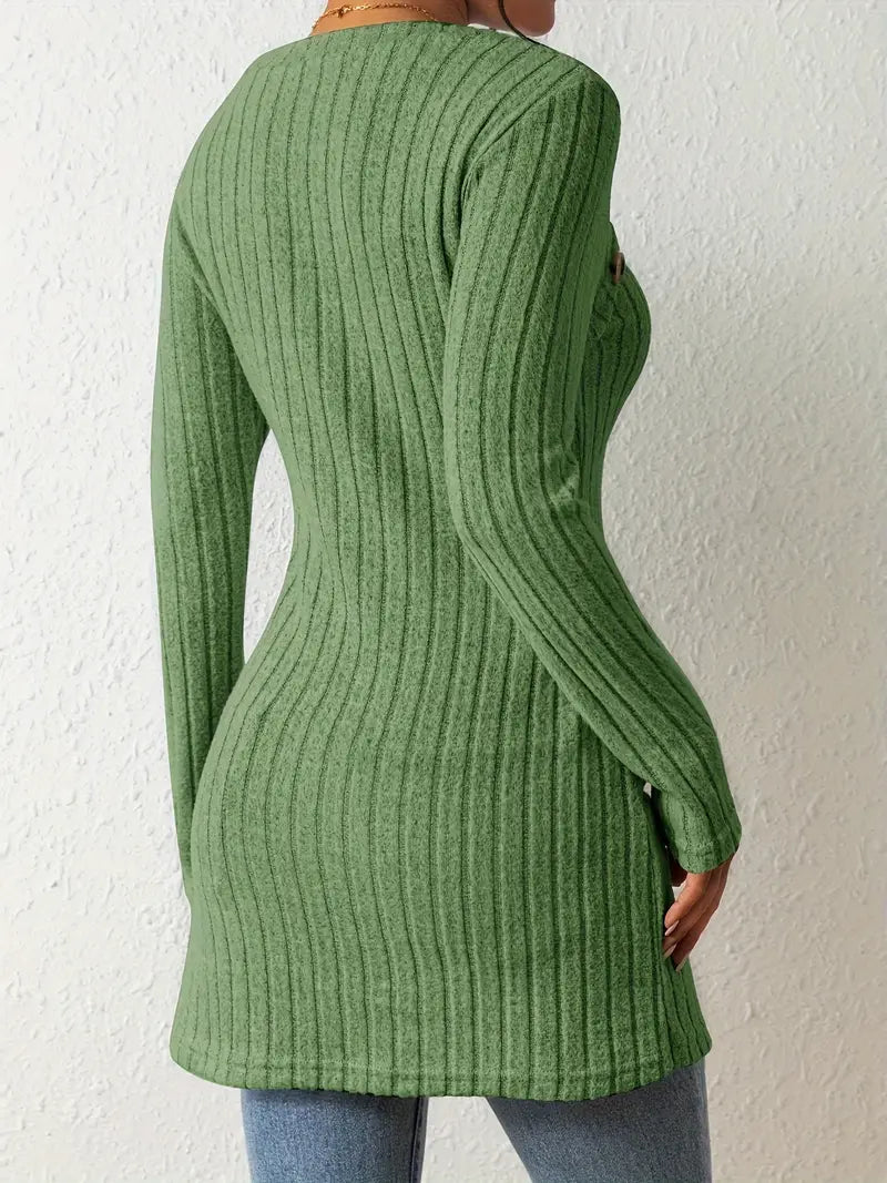 Julia - Haut Asymétrique à Côtes à la Mode
